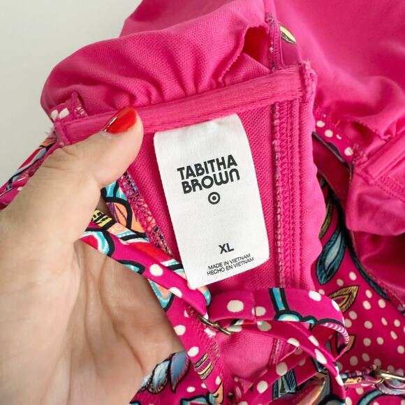 [Tabitha Brown] Target Size XL Pink Floral Print Cut Out One Piece Swimsuit - Picture 12 of 12